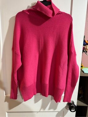 Relaxed Funnel Neck Sweater - Hot Pink
